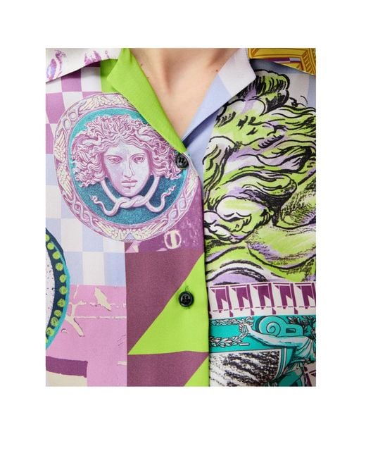 Versace Multicolor Pattern Printed Twill Shirt