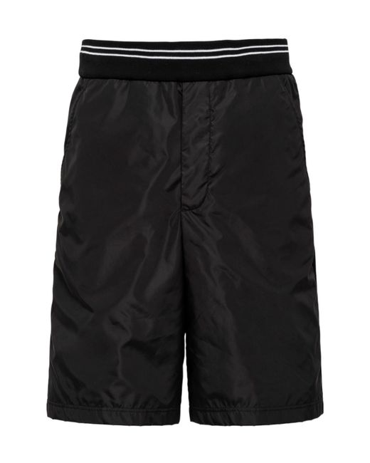 Prada Black Piqué Bermudas With Re-Nylon Details for men