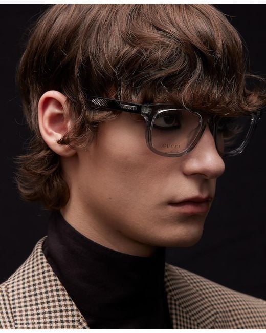 Gucci White Rectangular Optical Frame for men
