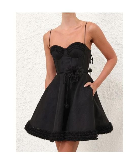Zimmermann Black Luna Ruffled Mini Dress