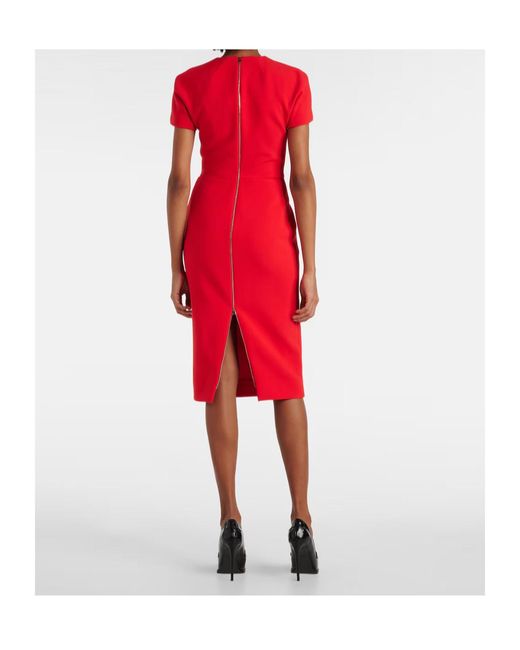 Victoria Beckham Red Crepe Midi Dress