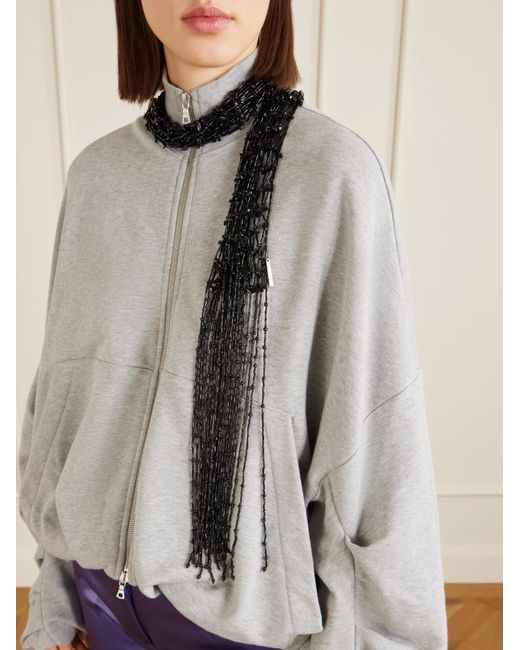 Dries Van Noten Black Tassel-Decorated Beaded Scarf