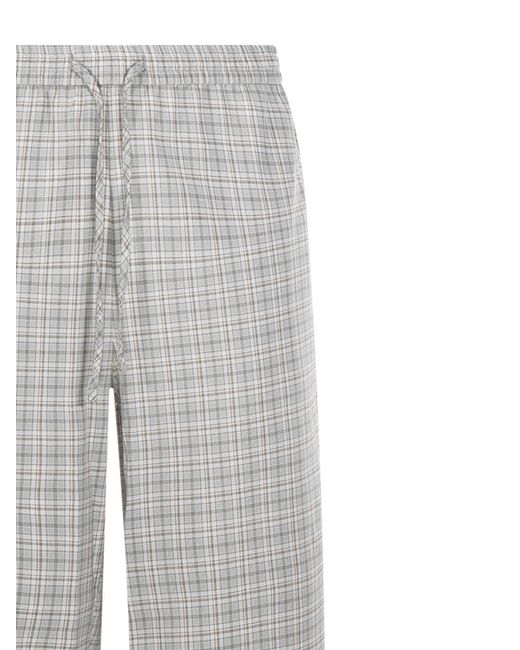 DUNST Gray Drawstring Check Trousers for men