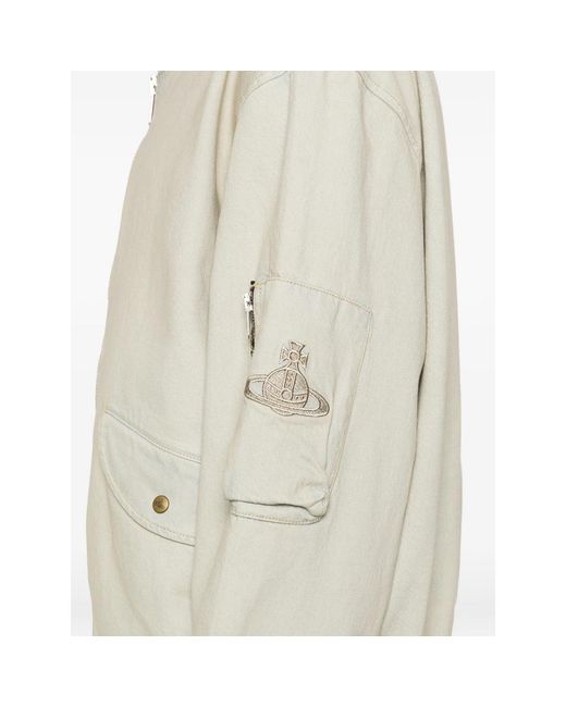 Vivienne Westwood White Bernardo Zipped Bomber Jacket for men