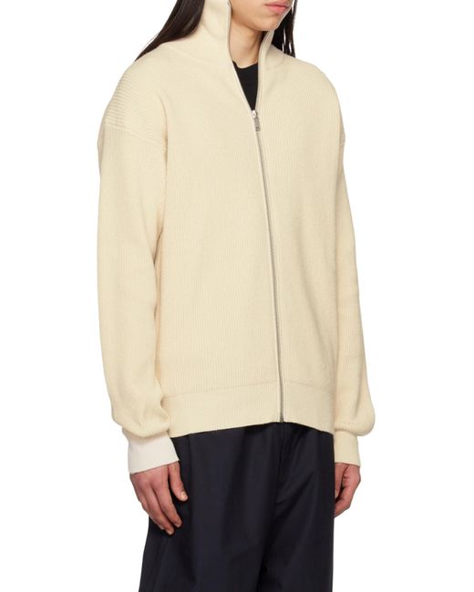 Jil Sander Natural Zip-Up Knitted Cardigan for men