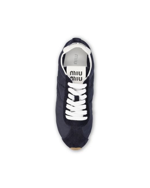 Miu Miu Blue Round-Toe Low-Top Sneakers