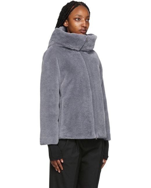 Herno Blue Hooded Zip-Up Fitted Jacket