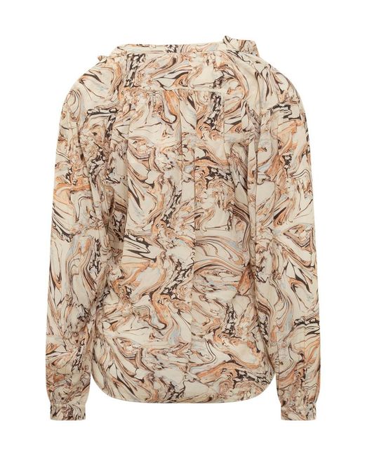 Isabel Marant Natural Abstract Cowl Neck Top