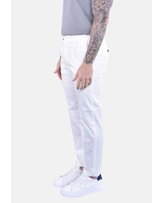 Eleventy White Pleated Slim-Fit Pants for men
