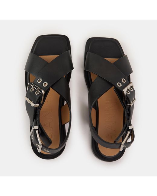 Ganni Black Buckle Sandals