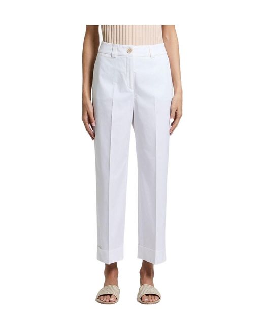 Peserico Blue Pressed-Crease Turn-Up Trousers