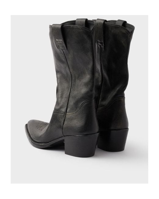 Prada Black Pointed-Toe Slip-On Boots
