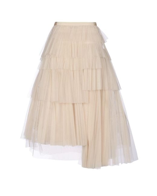 Dior Natural Mid-Length Asymmetric Pleated Skirt