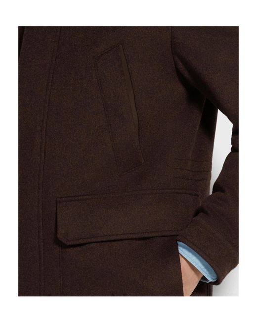 Zegna Brown Cashmere High-Neck Jacket for men
