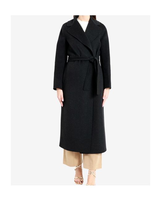 Max Mara Black Wool Robe Overcoat