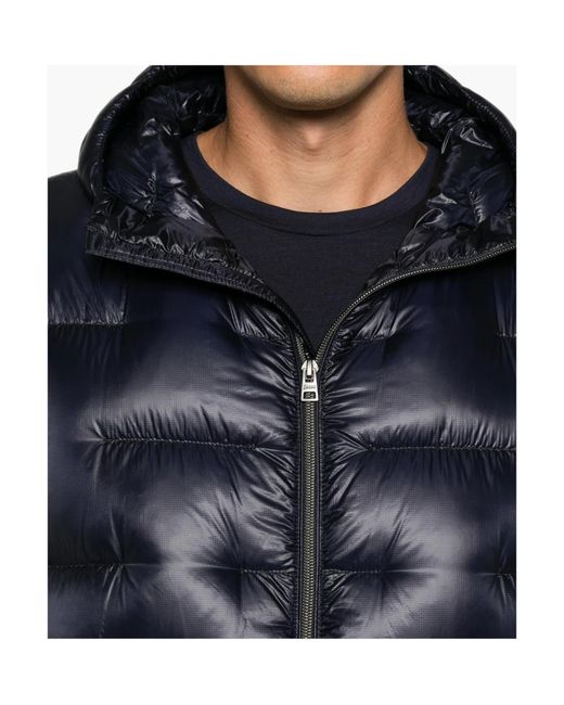 Herno Blue Quilted Zip-Up Hooded Jacket for men