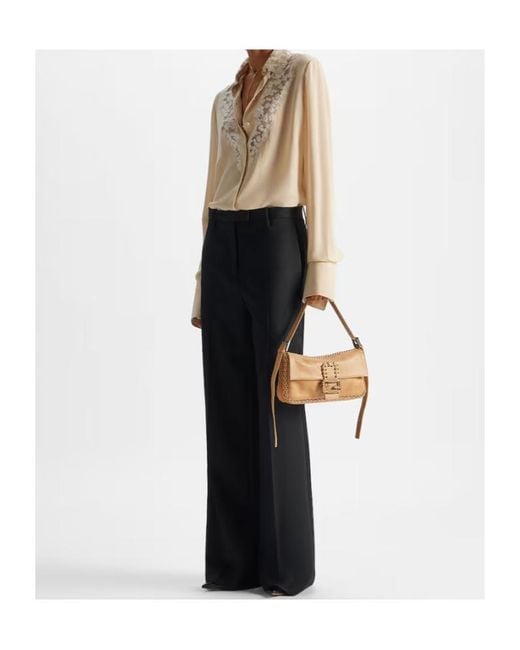 Fendi White Parchment-Colored Georgette Shirt