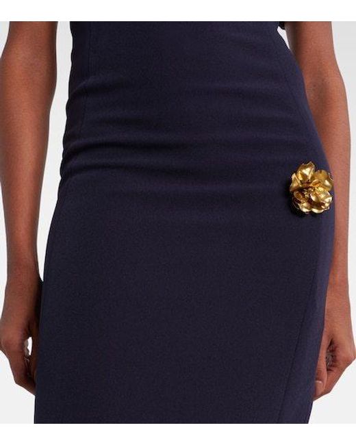 Safiyaa Blue Lacin Embellished Crepe Gown