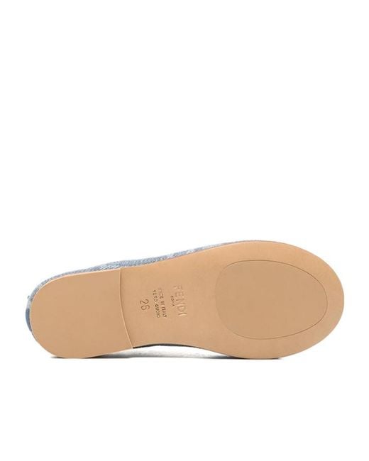 Fendi Blue Ff-Logo Ballet Flats