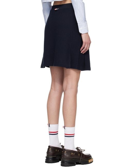 Thom Browne Blue Pique Label Appliqué 4-Bar Mini Skirt