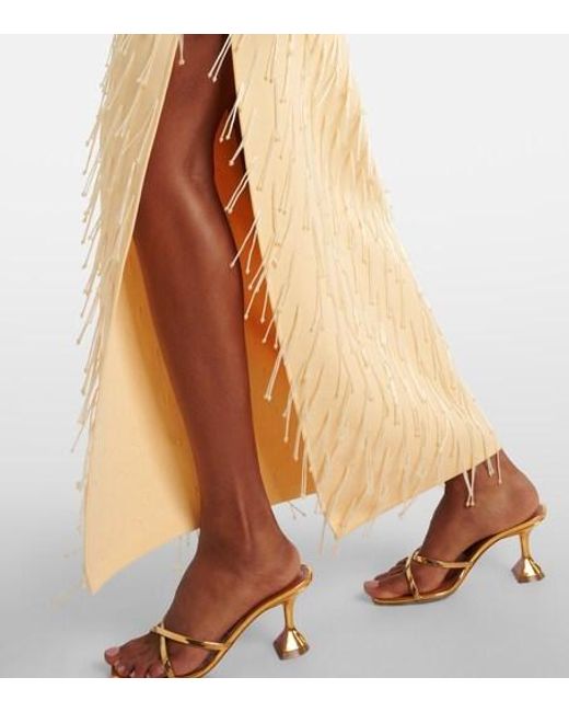 Galvan Natural Depois Embellished Jersey Maxi Skirt
