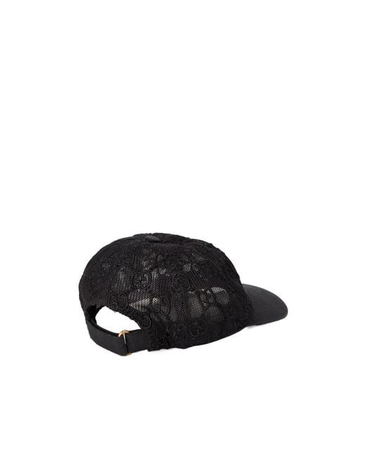 Gucci Black Lace Monogram Baseball Cap