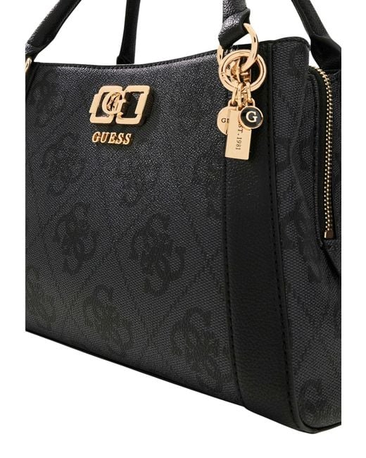 Guess Black Monogram-Pattern Tote Bag
