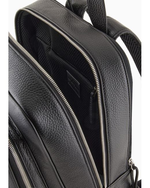 Emporio Armani Gray Logo Patch Zipped Backpack for men