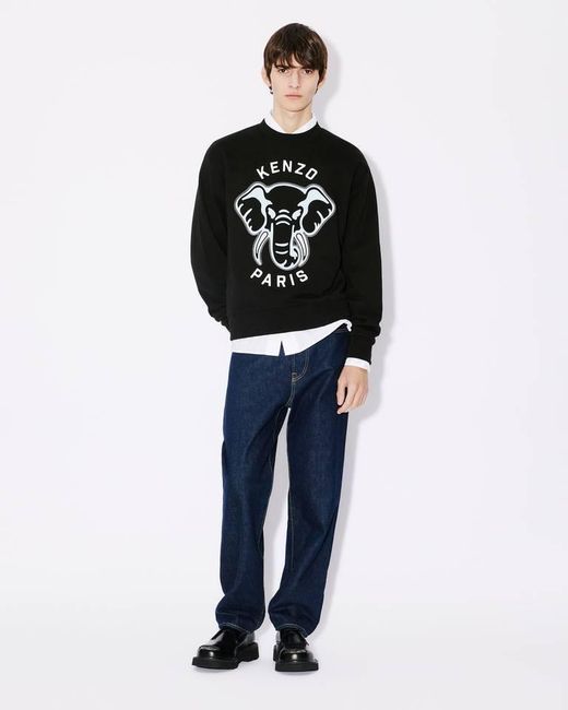 KENZO Black Logo Printed Crewneck Sweatshirt for men