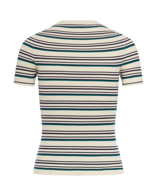 Miu Miu White Cotton Knit Henley Shirt