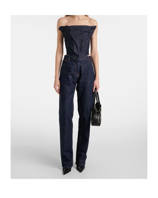 Magda Butrym Blue Re25 Denim Corset Top