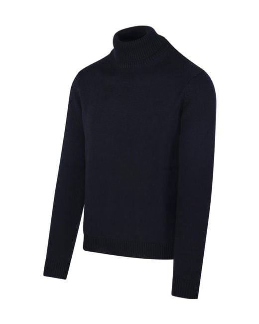 Roberto Collina Blue Virgin Wool Turtleneck Knitwear for men