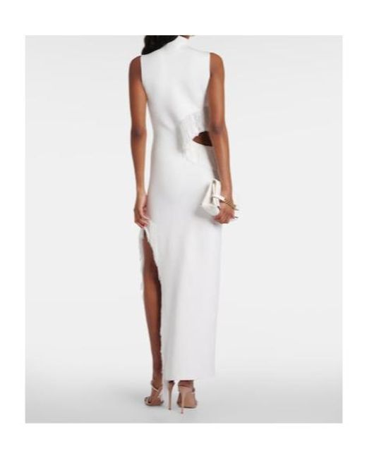 Galvan White Nova Beaded Compact Knit Gown