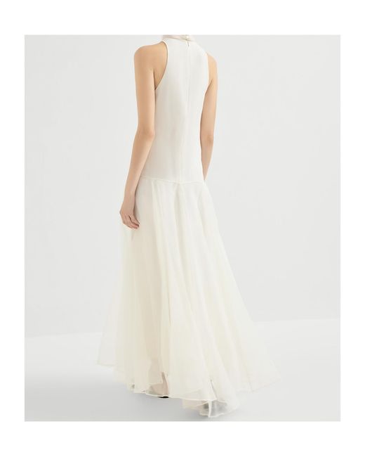 Brunello Cucinelli White Silk Maxi Dress