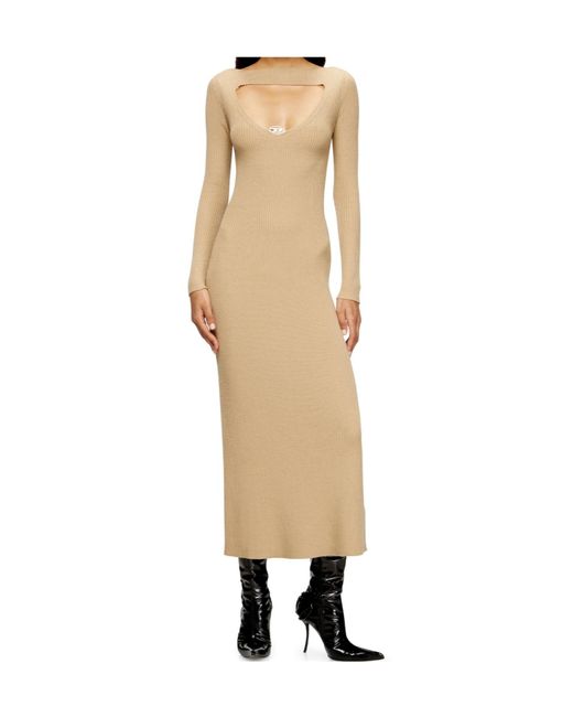 DIESEL Natural M-Oloni Cut-Out Detailed Knitted Dress