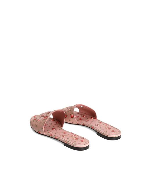 Dolce & Gabbana Pink Rose Printed Flat Slippers