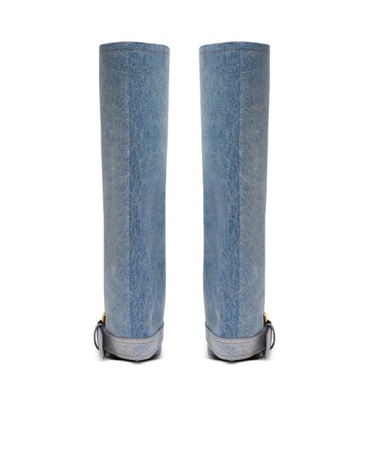 Balmain Blue Anthem Denim Boots