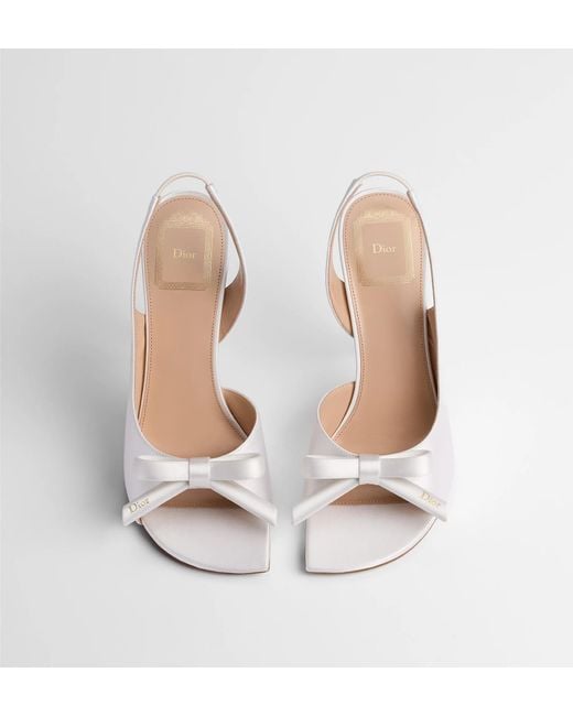 Dior White Bow Heeled Slingback Sandal
