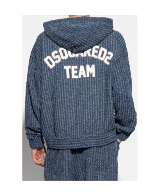 DSquared² Blue Hooded Zip-Up Jacket for men