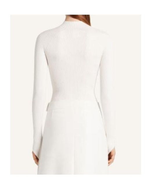 Courreges White Ribbed Turtleneck Top