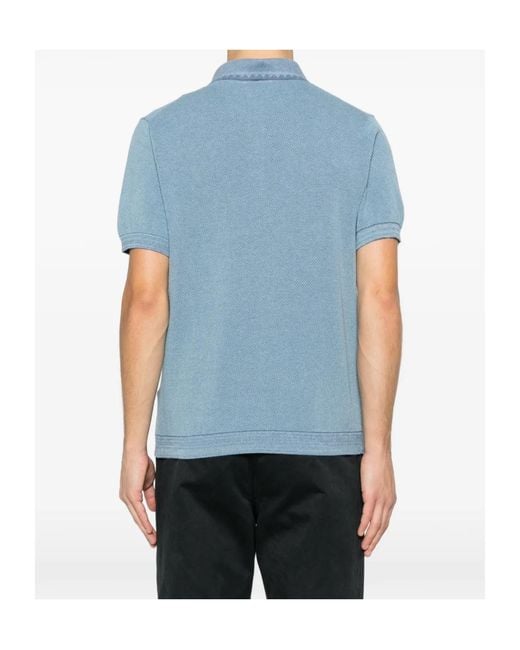 Etro Blue Logo Embroidered Pique Polo Shirt for men