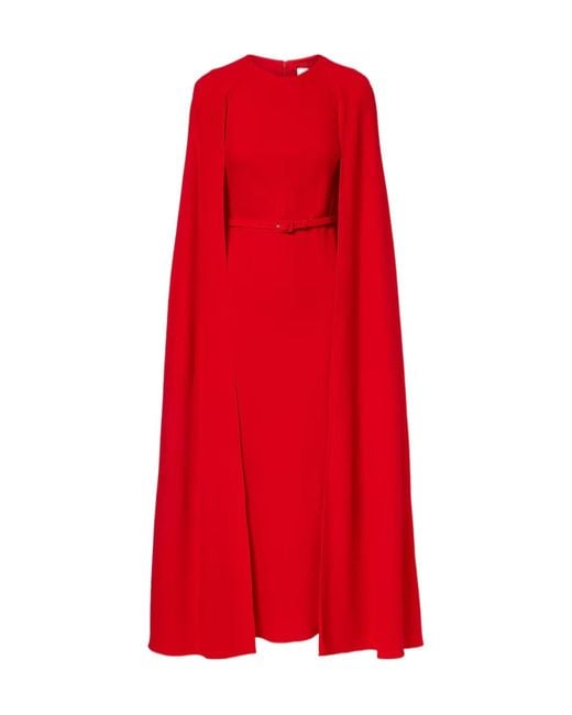 Roland Mouret Red Caped Cady Gown