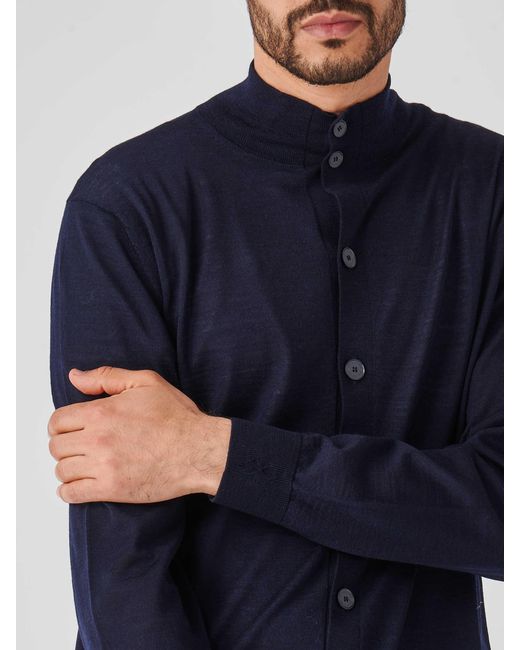 Ballantyne Blue Roll-Neck Long Sleeved Cardigan for men