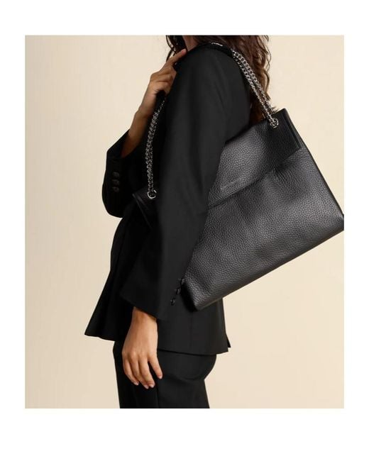 Orciani Black Venus Soft Midi Shoulder Bag