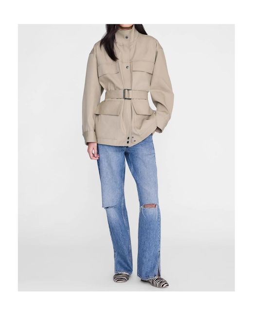 Anine Bing Natural Drawstring Casual Jacket