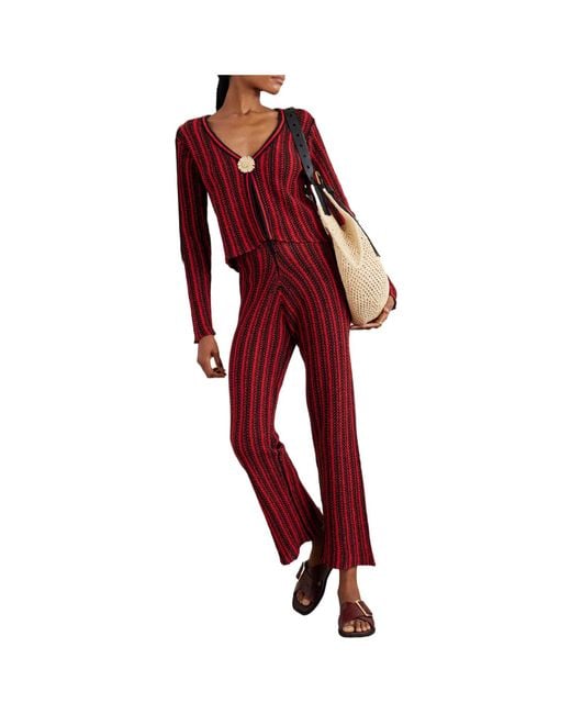 The Elder Statesman Red Striped Loose-Fit Trousers