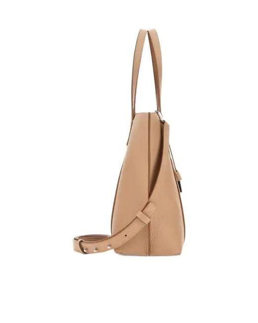 Hogan Natural Logo Embossed Top Handle Bag