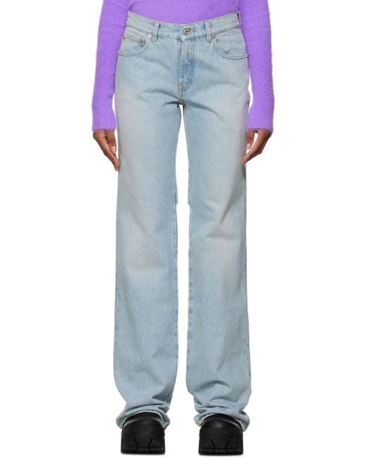 Off-White c/o Virgil Abloh Blue Bleach Baby Low-Rise Flared Jeans