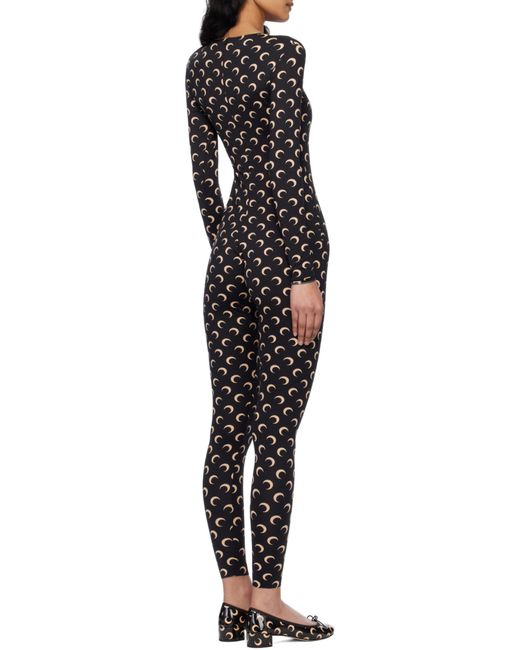 MARINE SERRE Black Logo Monogram Crewneck Jumpsuit