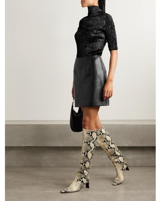 Theory Black Leather Mini Skirt